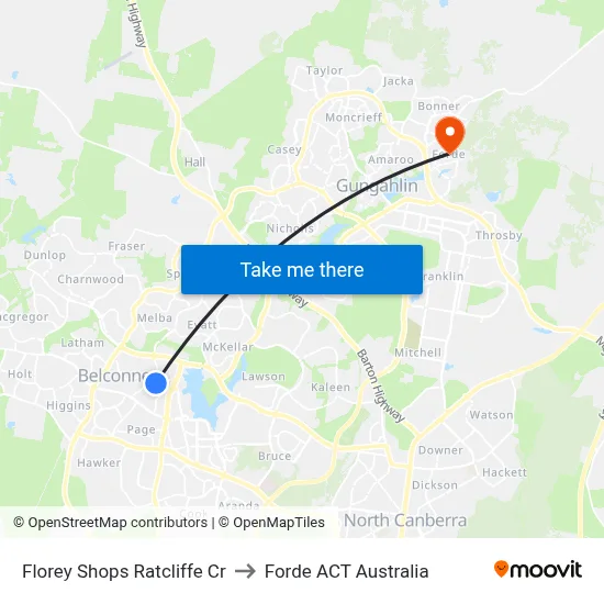 Florey Shops Ratcliffe Cr to Forde ACT Australia map
