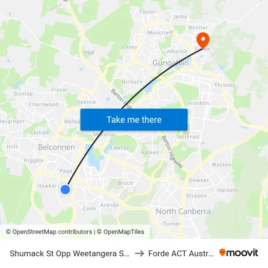 Shumack St Opp Weetangera Shops to Forde ACT Australia map