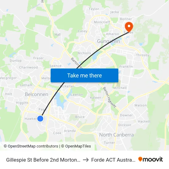 Gillespie St Before 2nd Morton St to Forde ACT Australia map