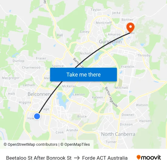 Beetaloo St After Bonrook St to Forde ACT Australia map