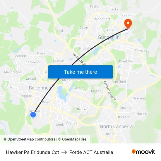 Hawker Ps Erldunda Cct to Forde ACT Australia map