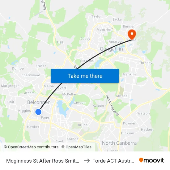 Mcginness St After Ross Smith Cr to Forde ACT Australia map