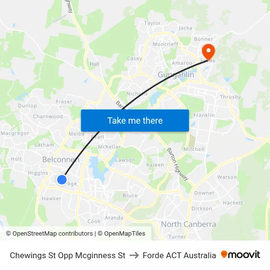 Chewings St Opp Mcginness St to Forde ACT Australia map