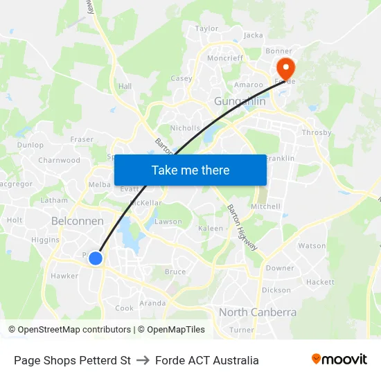 Page Shops Petterd St to Forde ACT Australia map