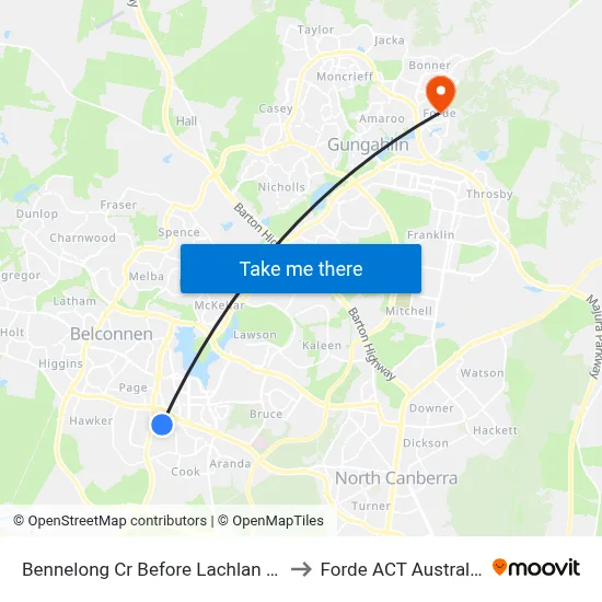 Bennelong Cr Before Lachlan St to Forde ACT Australia map