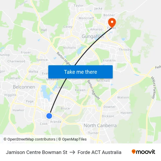 Jamison Centre Bowman St to Forde ACT Australia map