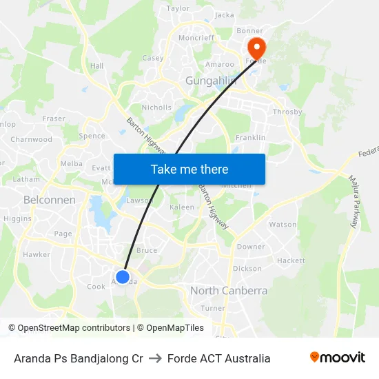 Aranda Ps Bandjalong Cr to Forde ACT Australia map