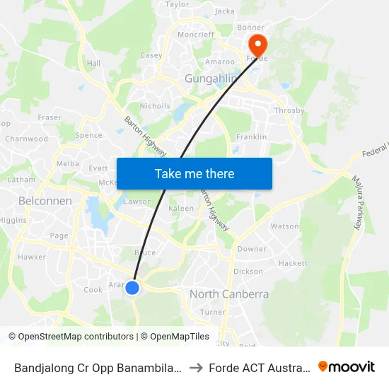 Bandjalong Cr Opp Banambila St to Forde ACT Australia map