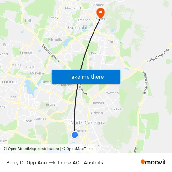Barry Dr Opp Anu to Forde ACT Australia map
