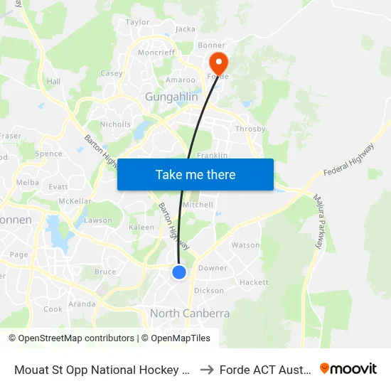 Mouat St Opp National Hockey Centre to Forde ACT Australia map