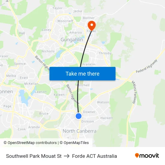 Southwell Park Mouat St to Forde ACT Australia map