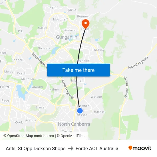 Antill St Opp Dickson Shops to Forde ACT Australia map