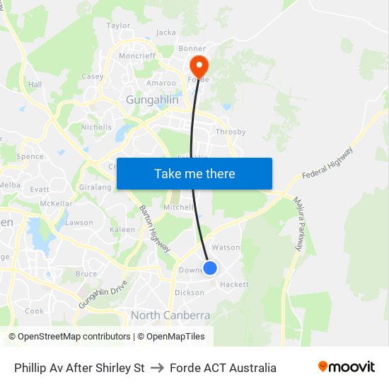 Phillip Av After Shirley St to Forde ACT Australia map