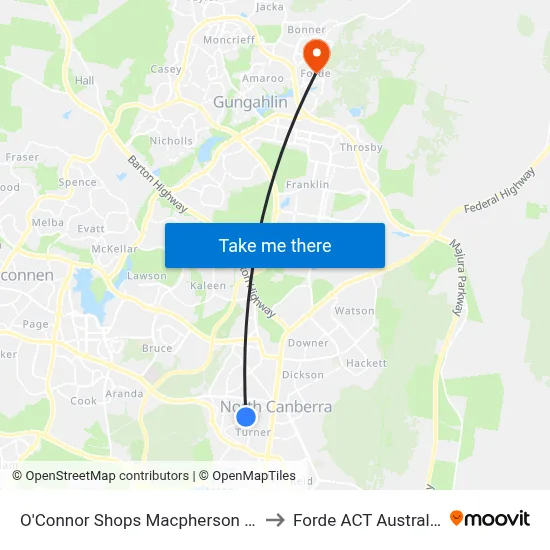 O'Connor Shops Macpherson St to Forde ACT Australia map
