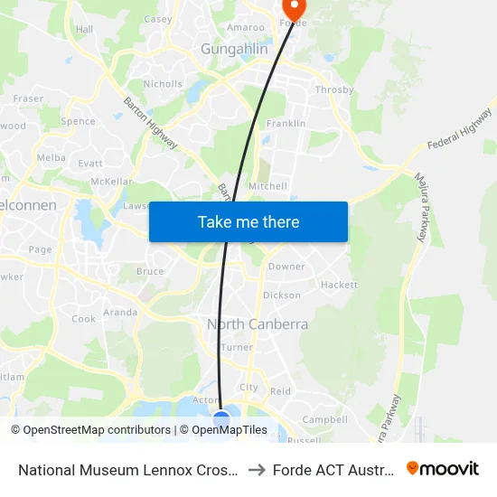 National Museum Lennox Crossing to Forde ACT Australia map