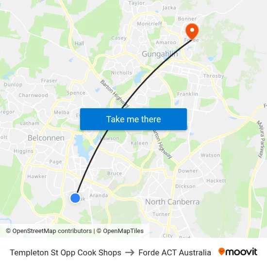 Templeton St Opp Cook Shops to Forde ACT Australia map