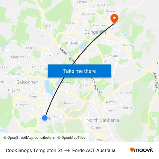 Cook Shops Templeton St to Forde ACT Australia map