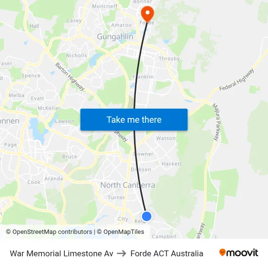 War Memorial Limestone Av to Forde ACT Australia map