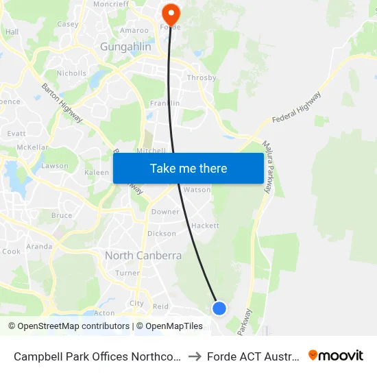 Campbell Park Offices Northcott Dr to Forde ACT Australia map