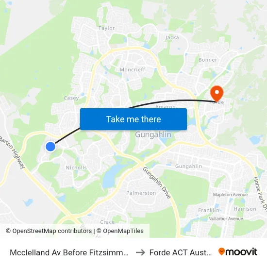 Mcclelland Av Before Fitzsimmons St to Forde ACT Australia map