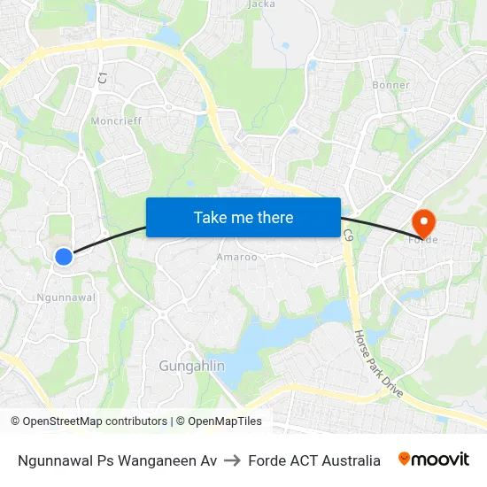 Ngunnawal Ps Wanganeen Av to Forde ACT Australia map