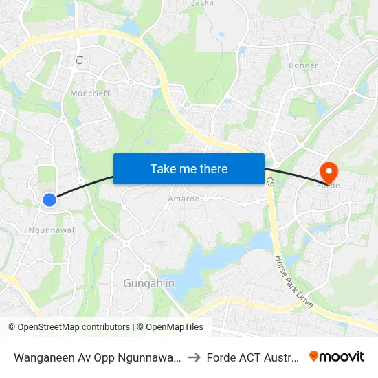 Wanganeen Av Opp Ngunnawal Ps to Forde ACT Australia map