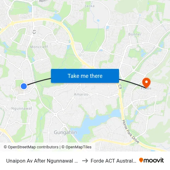 Unaipon Av After Ngunnawal Ps to Forde ACT Australia map