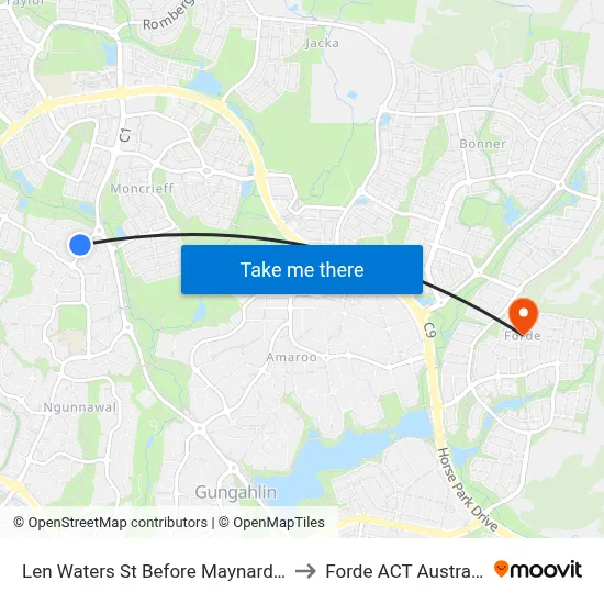 Len Waters St Before Maynard St to Forde ACT Australia map