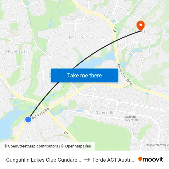 Gungahlin Lakes Club Gundaroo Dr to Forde ACT Australia map