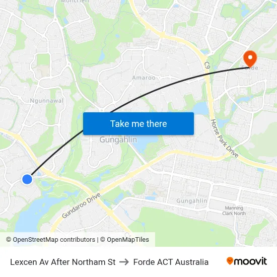 Lexcen Av After Northam St to Forde ACT Australia map