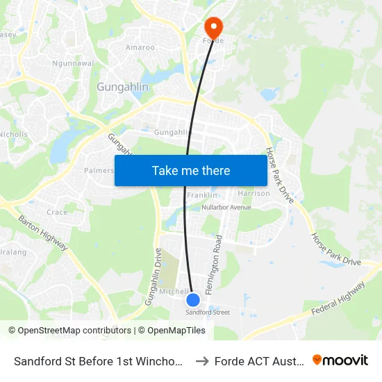 Sandford St Before 1st Winchombe Ct to Forde ACT Australia map