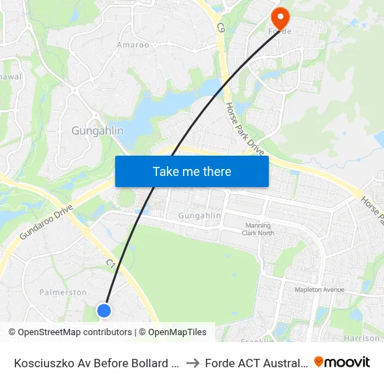 Kosciuszko Av Before Bollard St to Forde ACT Australia map