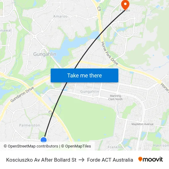 Kosciuszko Av After Bollard St to Forde ACT Australia map