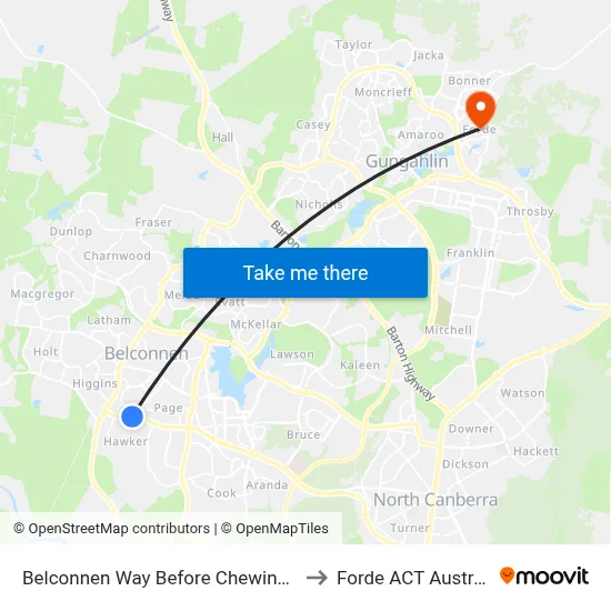 Belconnen Way Before Chewings St to Forde ACT Australia map