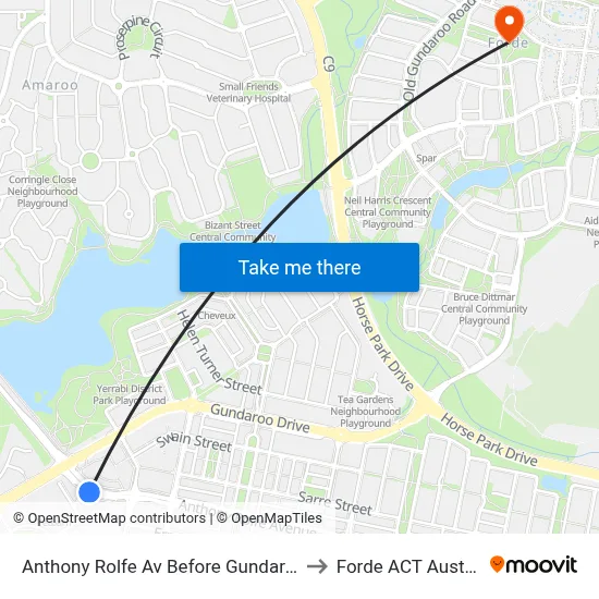 Anthony Rolfe Av Before Gundaroo Rd to Forde ACT Australia map