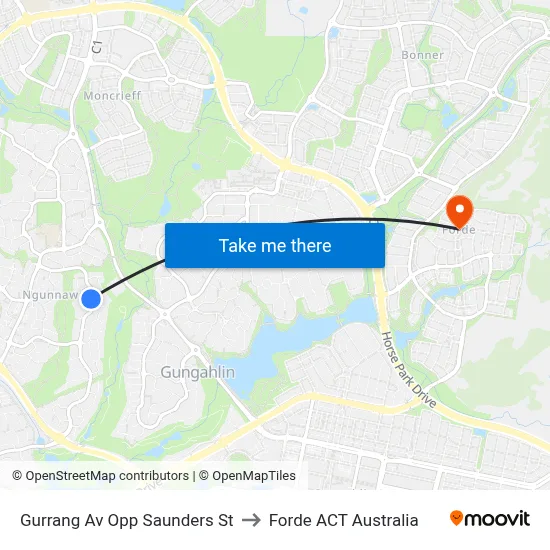 Gurrang Av Opp Saunders St to Forde ACT Australia map
