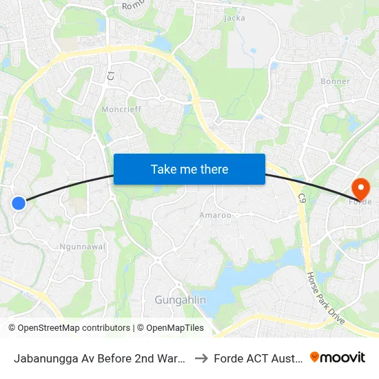 Jabanungga Av Before 2nd Warabin Cr to Forde ACT Australia map