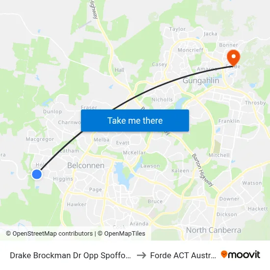 Drake Brockman Dr Opp Spofforth St to Forde ACT Australia map