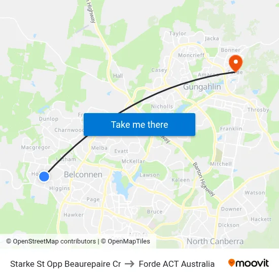 Starke St Opp Beaurepaire Cr to Forde ACT Australia map