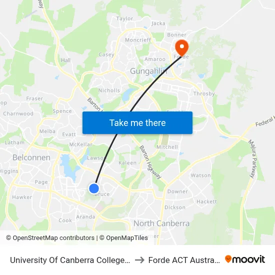 University Of Canberra College St to Forde ACT Australia map