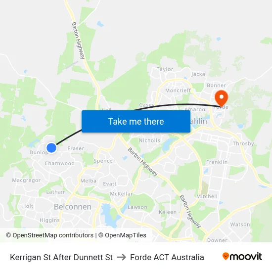 Kerrigan St After Dunnett St to Forde ACT Australia map