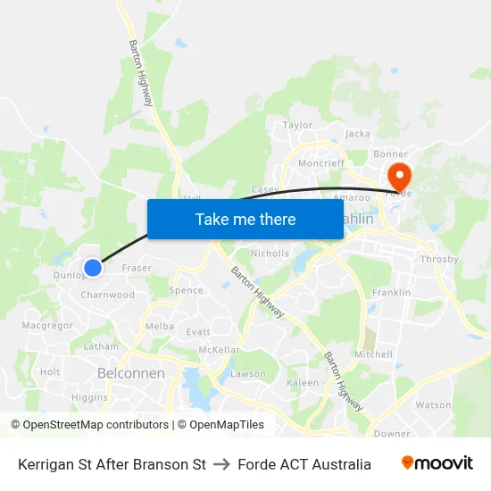 Kerrigan St After Branson St to Forde ACT Australia map