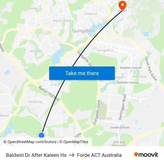 Baldwin Dr After Kaleen Hs to Forde ACT Australia map