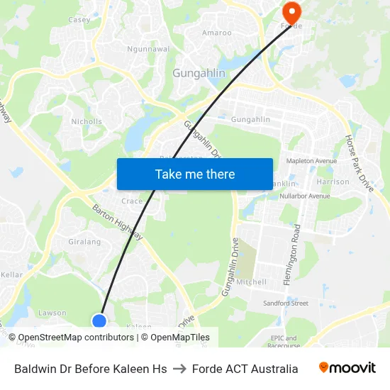 Baldwin Dr Before Kaleen Hs to Forde ACT Australia map