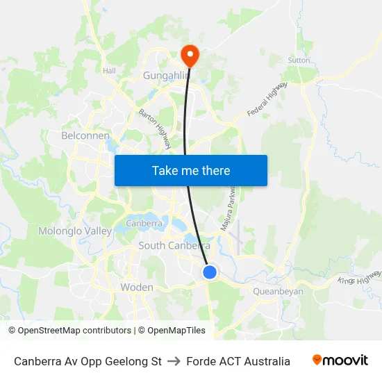 Canberra Av Opp Geelong St to Forde ACT Australia map