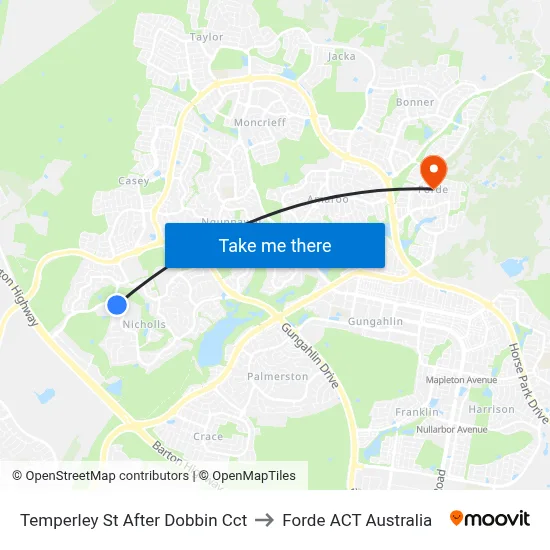 Temperley St After Dobbin Cct to Forde ACT Australia map