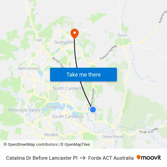 Catalina Dr Before Lancaster Pl to Forde ACT Australia map