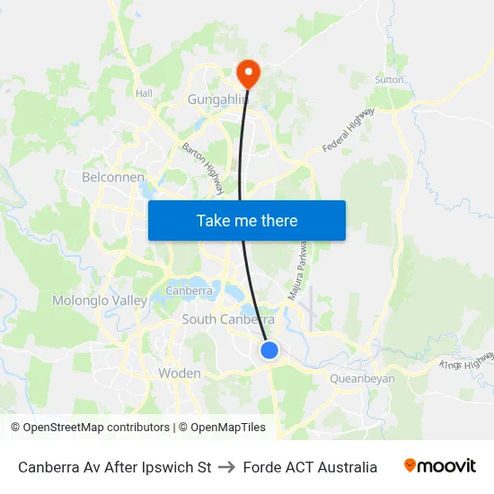 Canberra Av After Ipswich St to Forde ACT Australia map