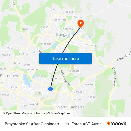 Braybrooke St After Ginninderra Dr to Forde ACT Australia map