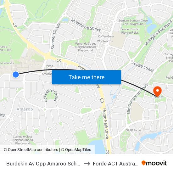 Burdekin Av Opp Amaroo School to Forde ACT Australia map